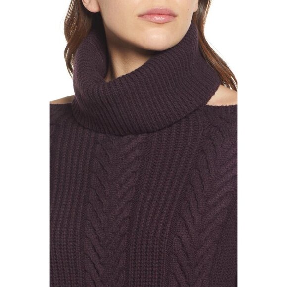 Paige Lorilee Sweater Dark Sangria Cold Shoulder Turtleneck Pink SZ M NEW $299 - Picture 3 of 4